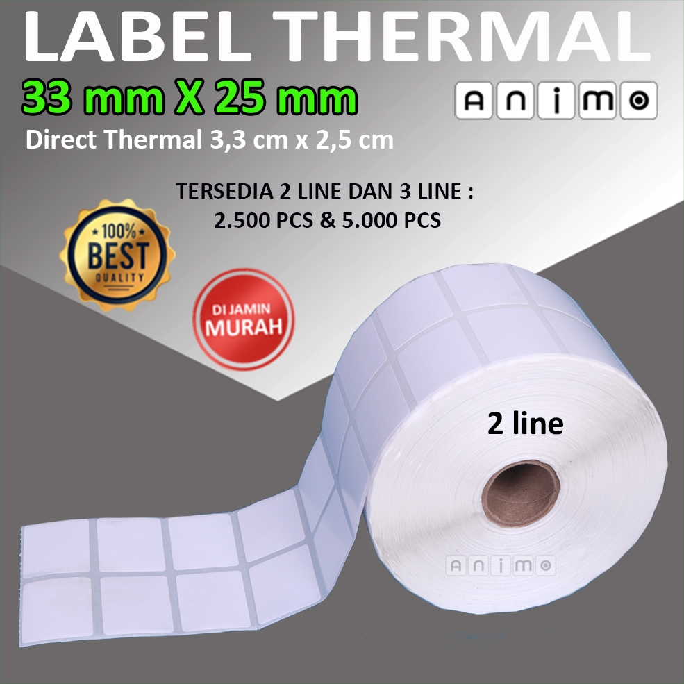 

ghg LABEL THERMAL 33X25 - Label Barcode Direct Thermal 33 X 25 mm - Stiker Thermal 33x25 - 2 - 3 isi