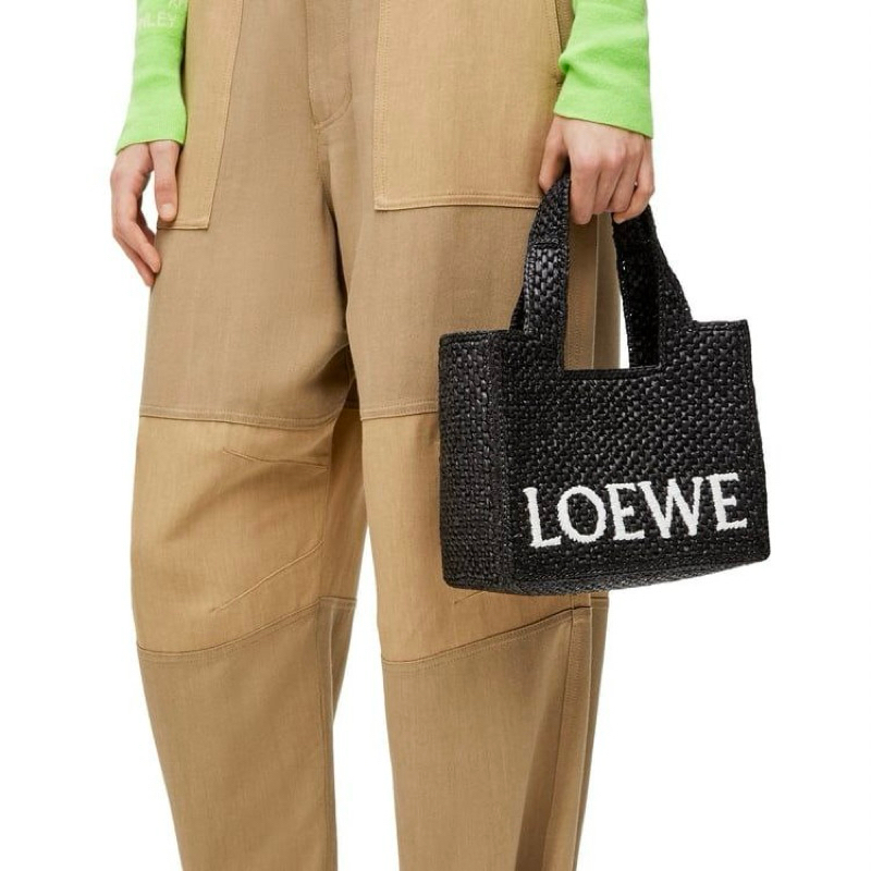 Original Loewe Small LOEWE Font Tote Bag in Raffia