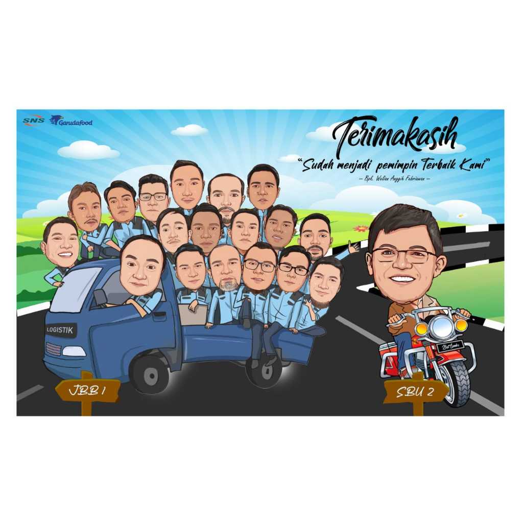 KARIKATUR CUSTOM BUAT KENANG KENANGAN / KARIKATUR KEREN PERPISAHAN KANTOR
