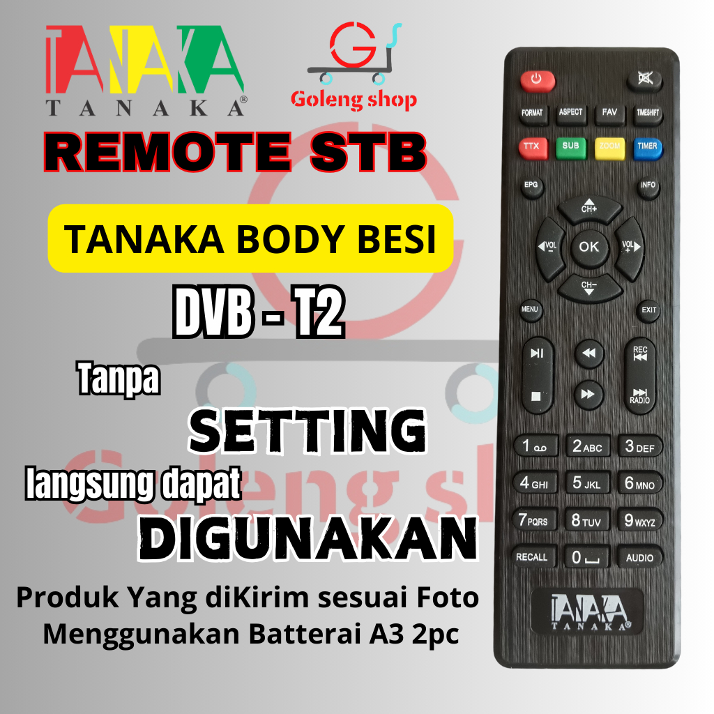 Remot Remote Set Top Box DVB T2 STB TANAKA Body Besi (LAMA) Remot STB TANAKA
