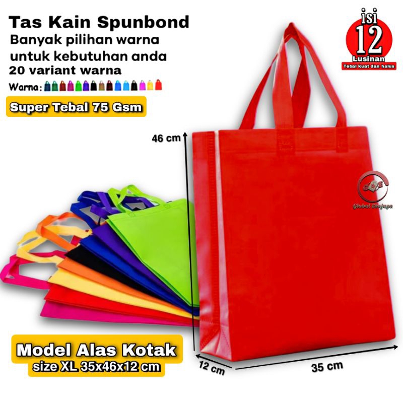 

Model Kotak Handle Box Goodie Bag 12 Tas Spunbond Besar JUMBO 35x46x12 cm Totebag PaperBag kain