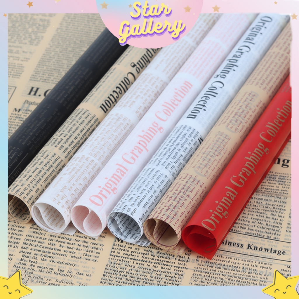 

(1 PACK ISI 20 LEMBAR) Kertas Buket Bunga Newspaper Flower Wrapping Waterproof Newspaper Magazine Pattern KB6208