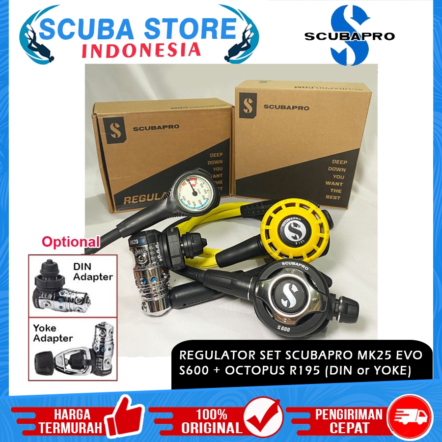 Paket Regulator Diving Set Package Scubapro MK25 Evo S600 Octopus R195 SPG Console Pressure Gauge Ze