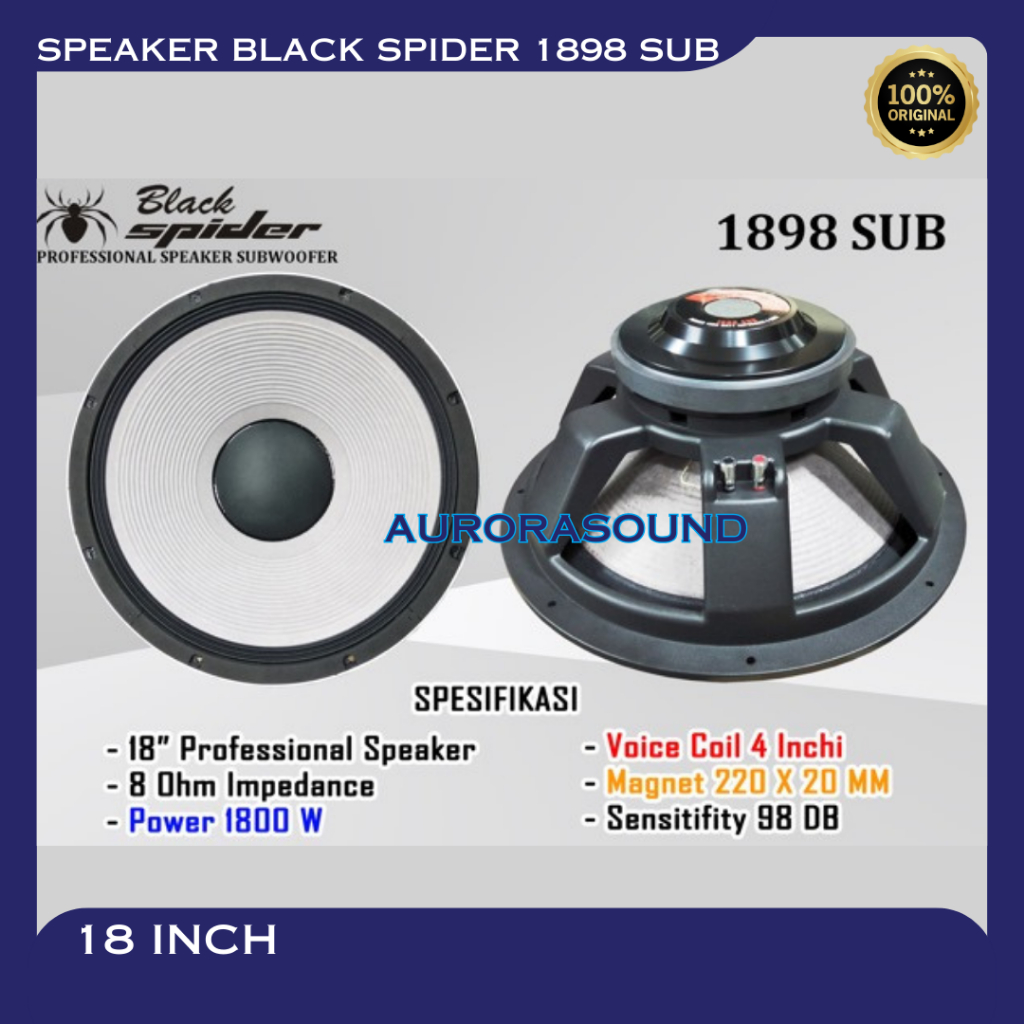 SPEAKER SUBWOOFER BLACK SPIDER 1898 SUB MK II 18 INCH BLACKSPIDER ORIGINAL