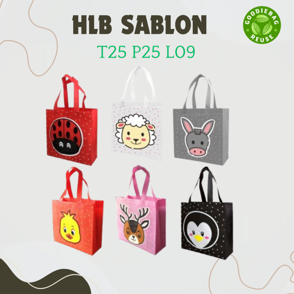 

Goodie bag / tas souvernir ulang tahun motif animals uk (25×25×09)