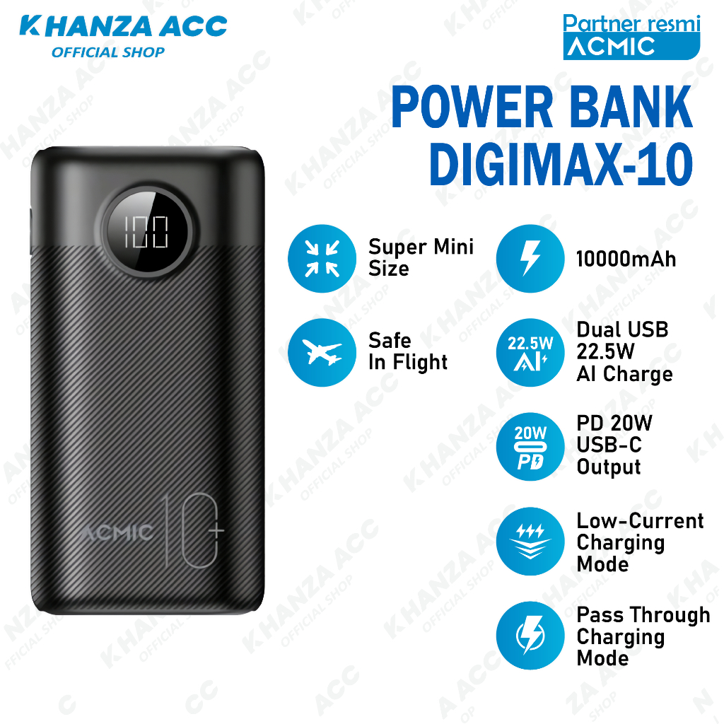KHANZAACC ACMIC DIGIMAX-10 Powerbank 10000mAh Fast Charging 22,5W