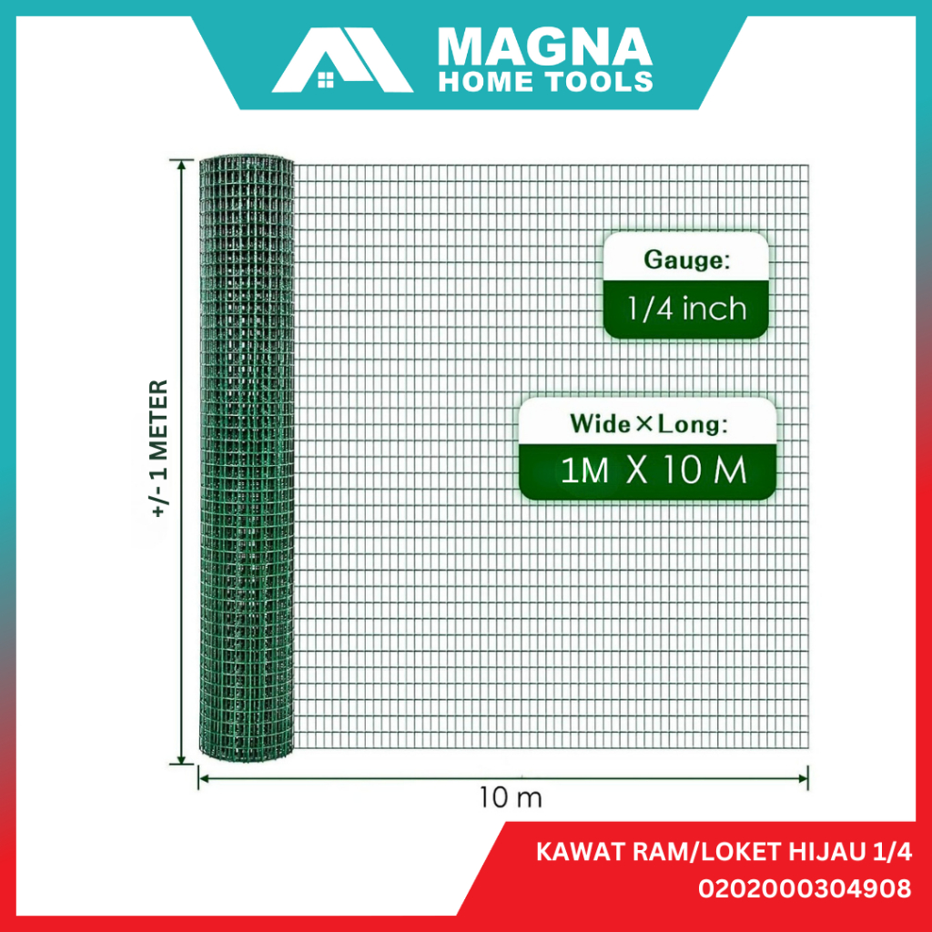 KAWAT LOKET/RAM/PVC HIJAU 1/4 INCH [GROSIR TERMURAH]