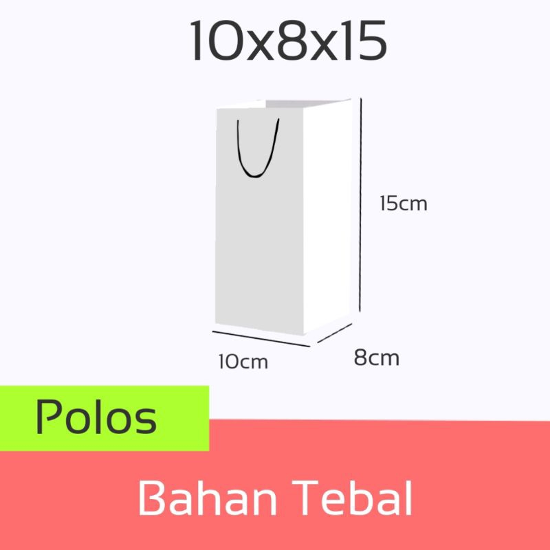 

Paper Bag Tas Kertas Putih Polos Custom Kado Bahan Tebal Ukuran 10x8x15