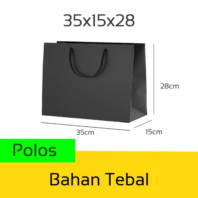 

Paper Bag Tas Kertas Hitam Polos Custom Bahan Kraft Tebal Ukuran 35x15x28