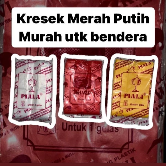 KANTONG PLASTIK MERAH PUTIH KECIL UKURAN 15 // KERESEK