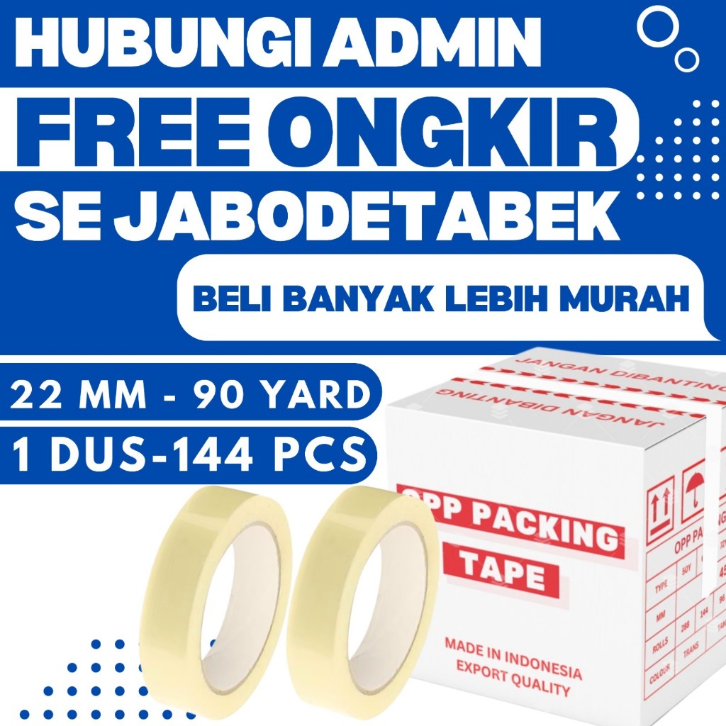 

1 DUS 144 PCS Lakban Bening 24mm 90 Yard Bening Isolasi 1 Inch 90YARD OPP Packing Tape 1" Inci 90Y