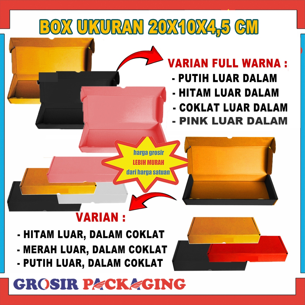 

Box 20x10x4,5 cm | Box Lipat Samping | Kardus Kue | Gift Box | Box Brownis