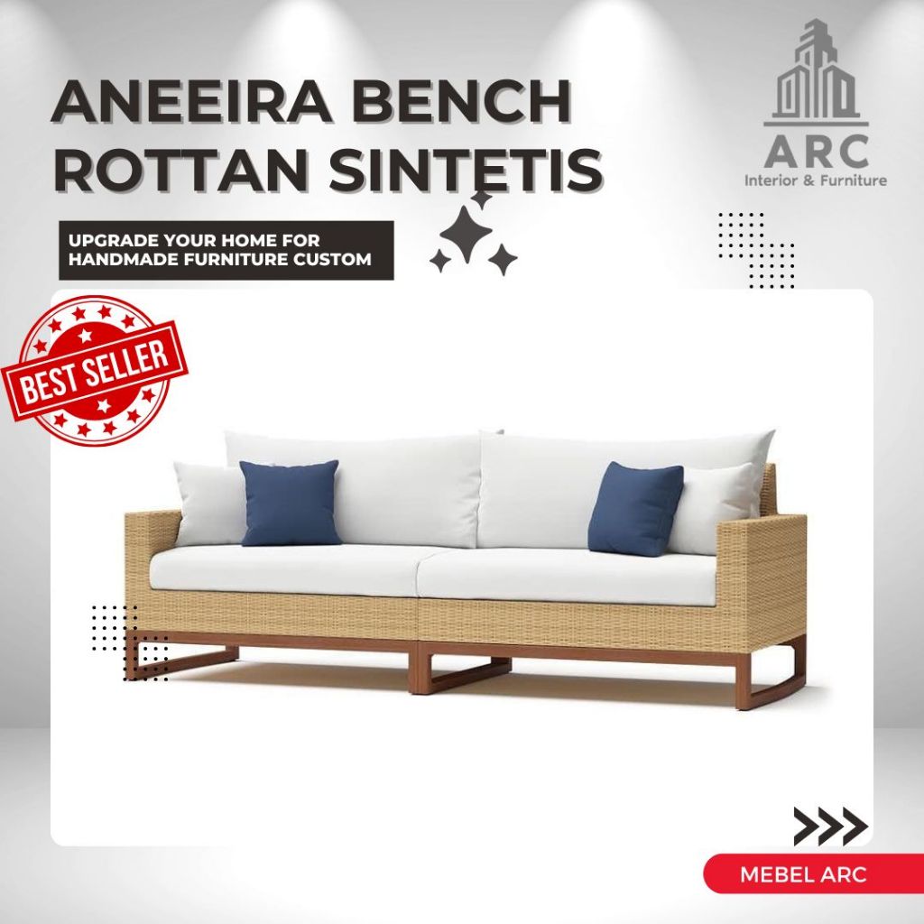 Sofa Bench Rotan Sintetis / Sofa Bench 180x80cm Rotan Sintetis