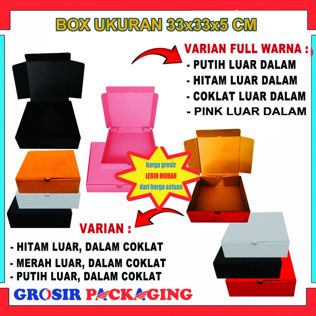 

Box 33x33x5cm ISI 100PCS/Kardus Die Cut Karton Box Dus Packaging Hampers Pizza/Karton Polos