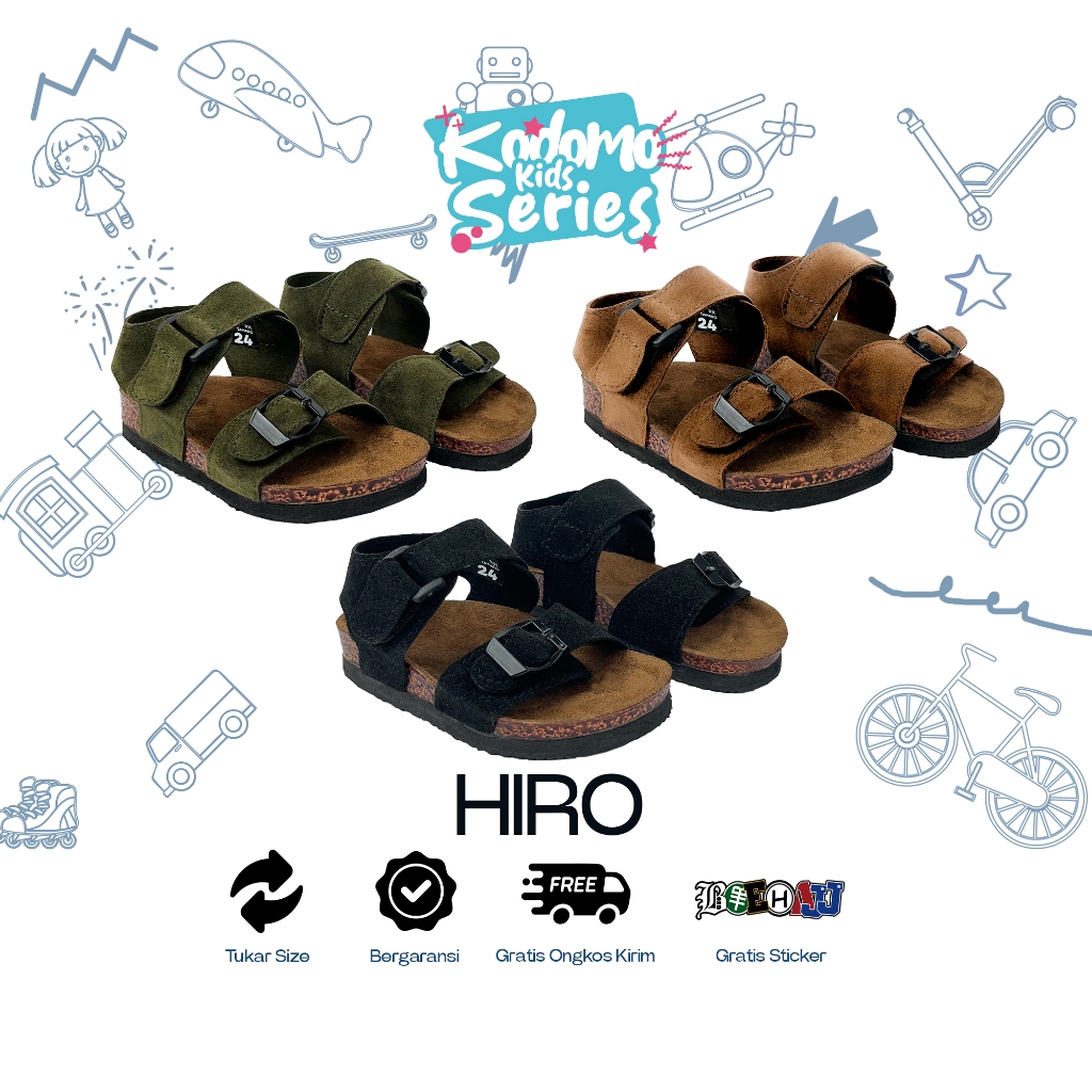 BOEHAJJ Hiro Sandal Anak Laki Laki Perempuan Bahan Suede Usia 2-7 Tahun