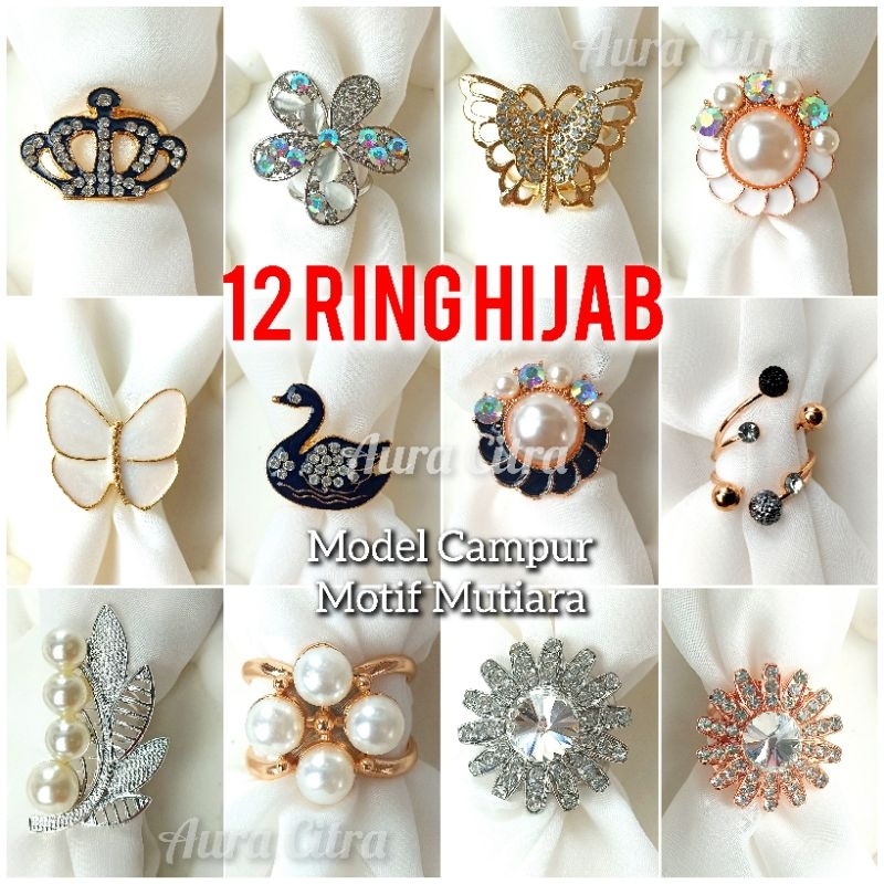 12 BROS RING / CINCIN / KOLONG HIJAB MIX MODEL Mutiara Lapis Gold dan Silver Aura Citra Bros