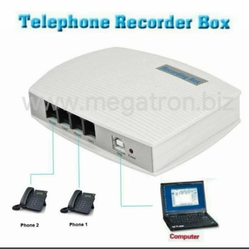 Alat perekam Telepon 2 port (USB telephone recorder) - voice logger