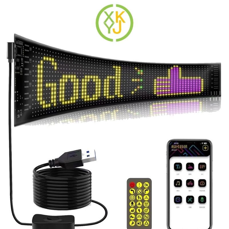 XYKJ Flexible LED Strip Mobil Screen Display Flexible Lampu Running LED Iklan Tanda Lampu