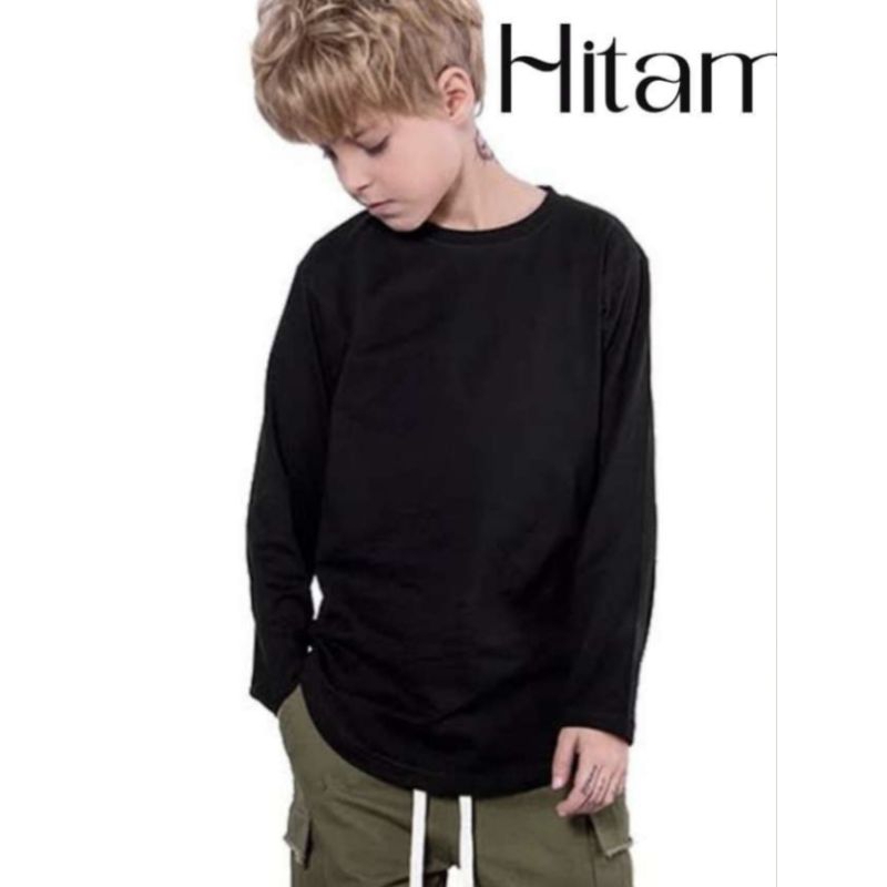 KAOS POLOS HITAM ANAK TANGAN PANJANG
