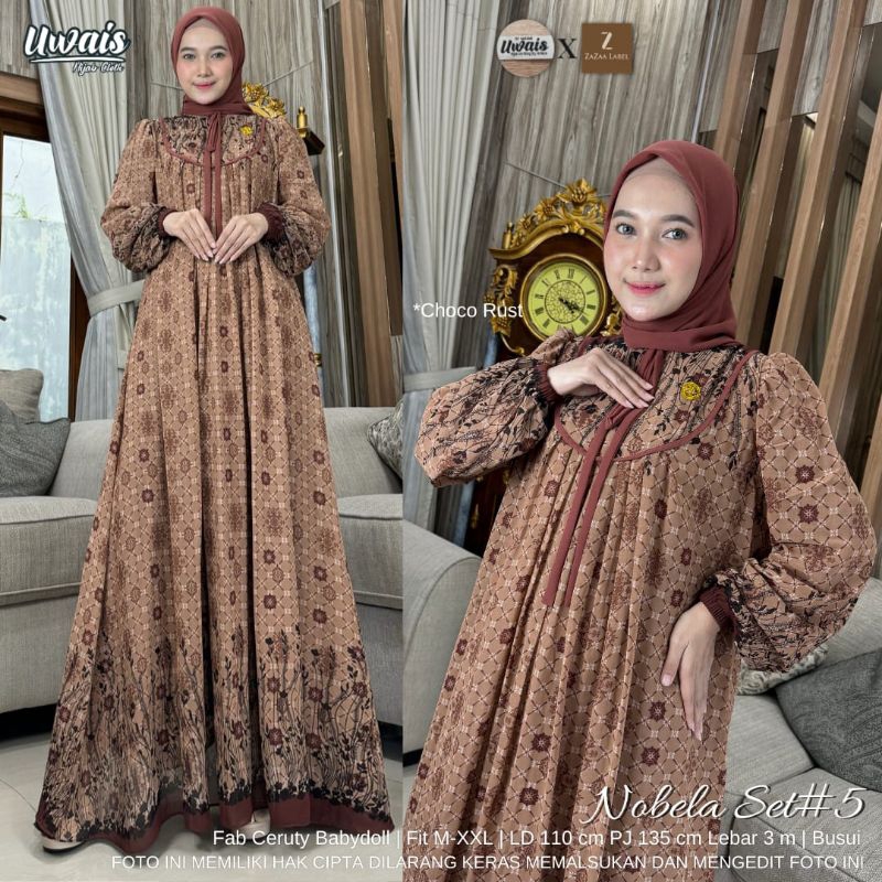 Gamis Wanita Nabela Set dress, Yumna Dress Original by Uwais / Gamis Premium Murah Berkualitas