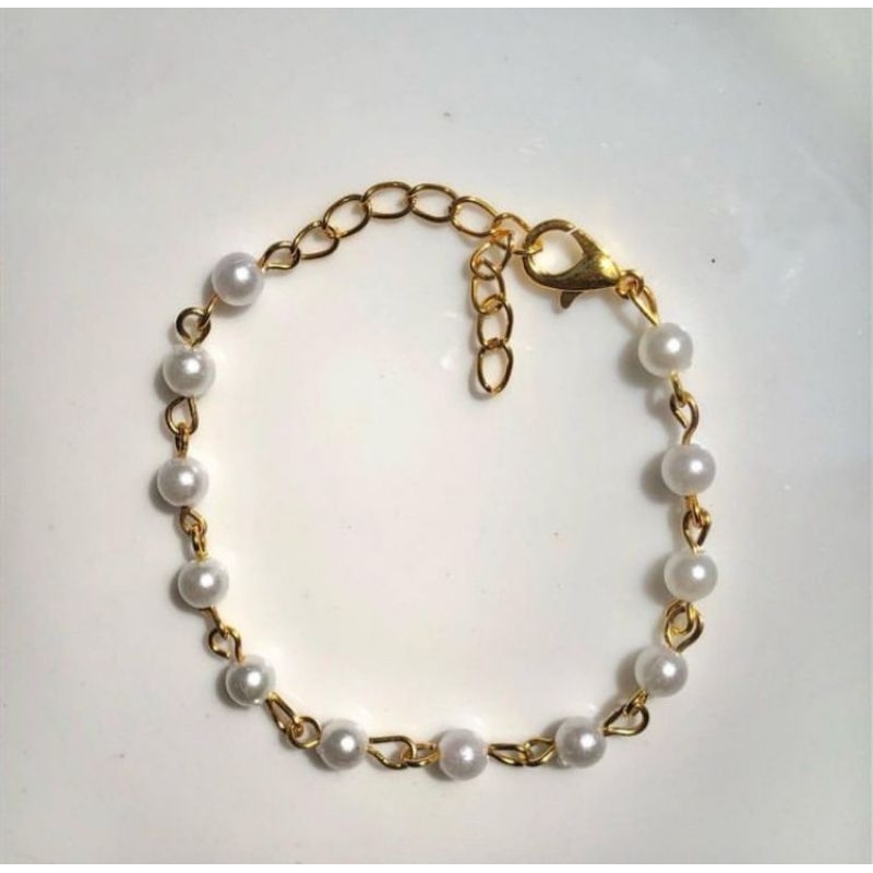 gelang manik emas//gelang manik mutiara emas aesthetic korea