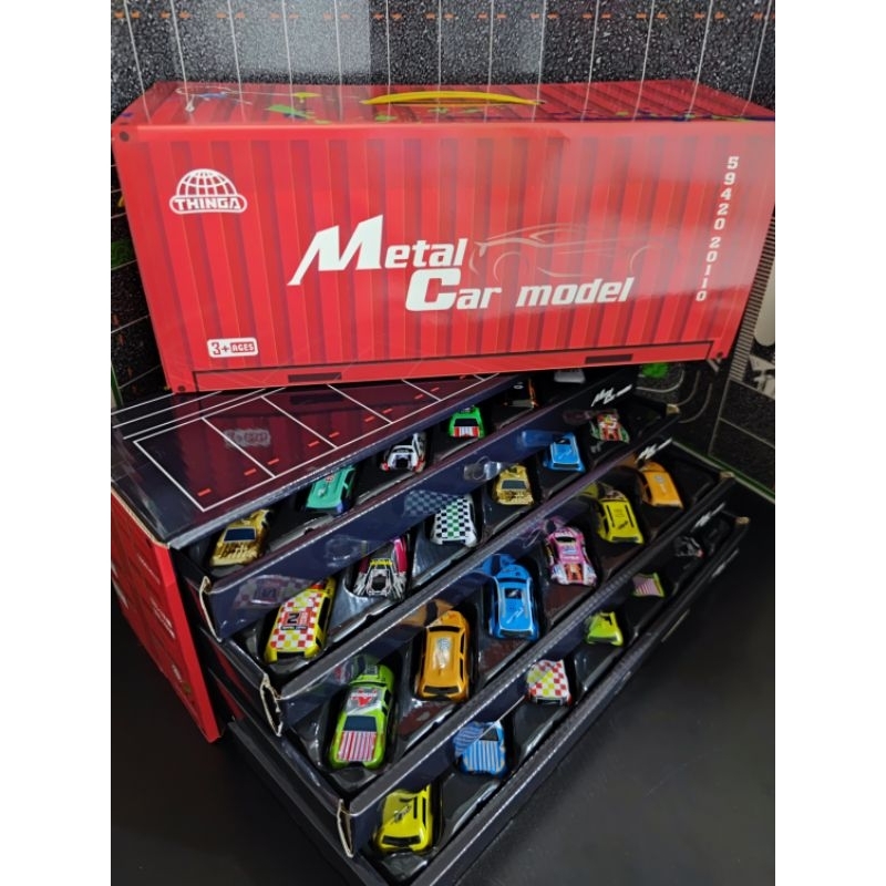 

(1 Kotak 4 Rak / 48 mobil bonus peta) mainan mobil mobilan Toy metal pullback kado hadiah mobil