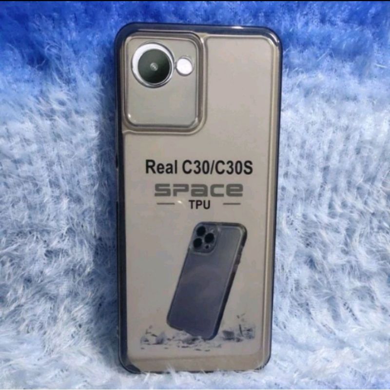 softcase CLEAR black REALME C30 / REALME C30S slikon bening HITAM transparan pelindung camera