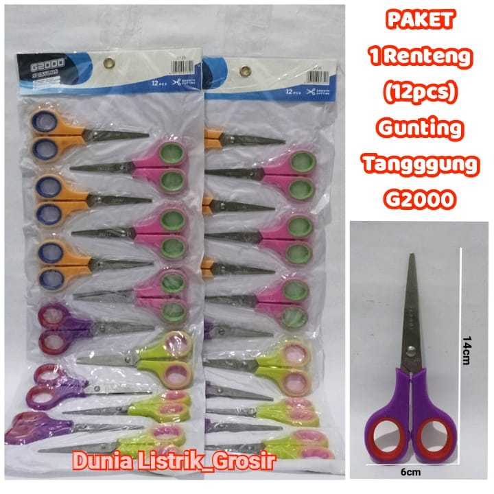 

Gunting Tanggung 1 Renteng Gagang Warna-Warni Gunting Kertas isi 12 Pcs Murah 5 Inch Stainles Stell G2000 Tajam Type G-125