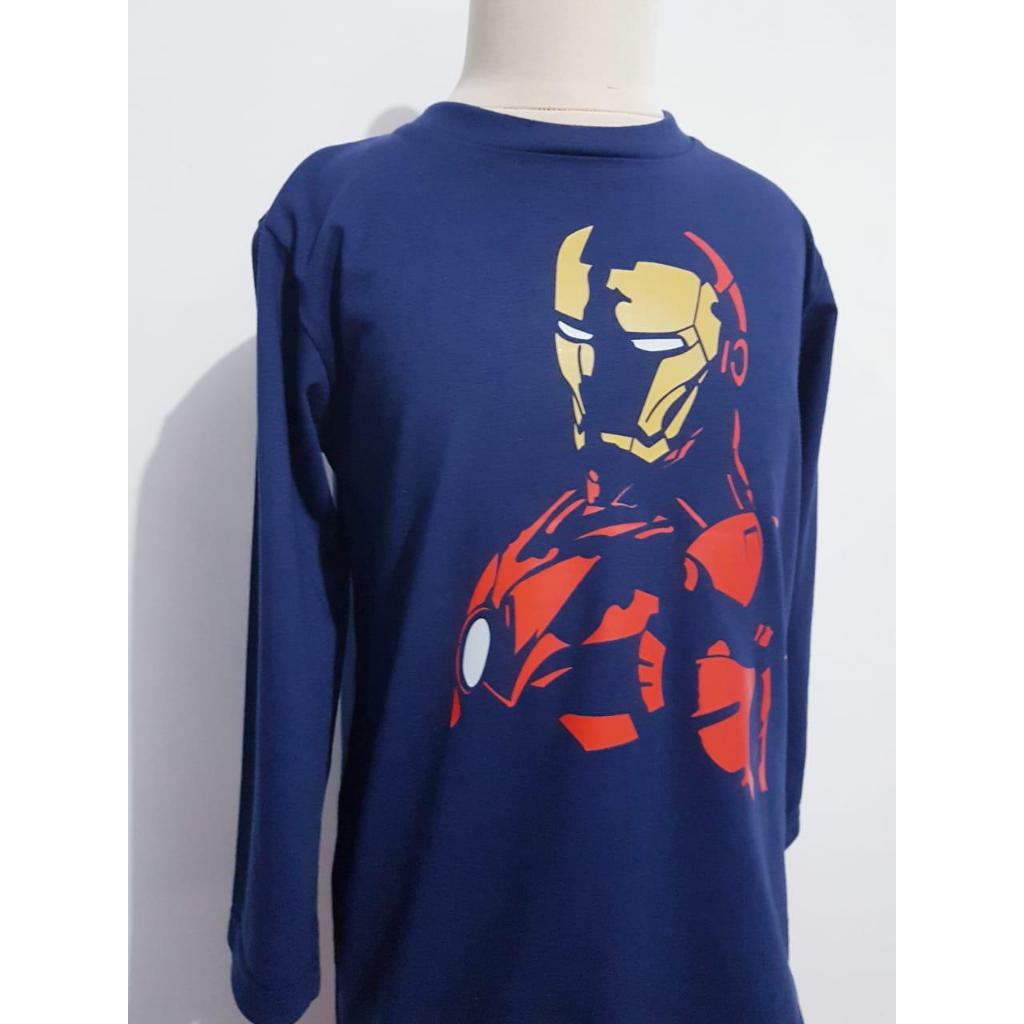 Piyama Stelan Kaos Anak Cowok Ironman Biru