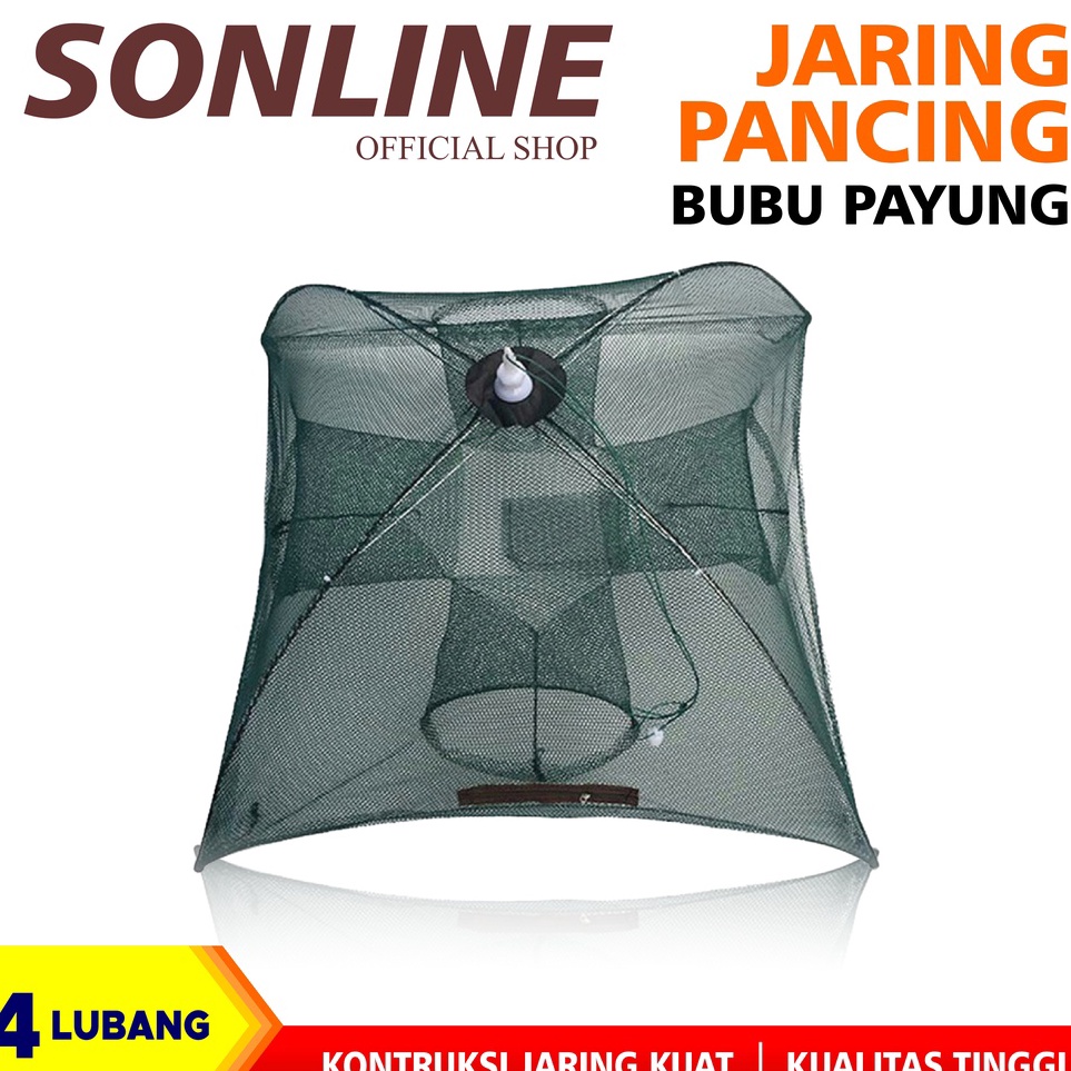 Grosir Meriah  SONLINE Payung Bubu Jaring 4 Lubang Jebakan Perangkap Udang ikan Kepiting Model Payun