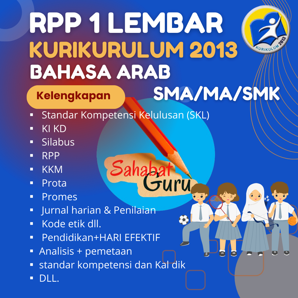 

RPP 1 LEMBAR BAHASA ARAB SMA/MA/MAK/SMK KURIKULUM 2013 LENGKAP