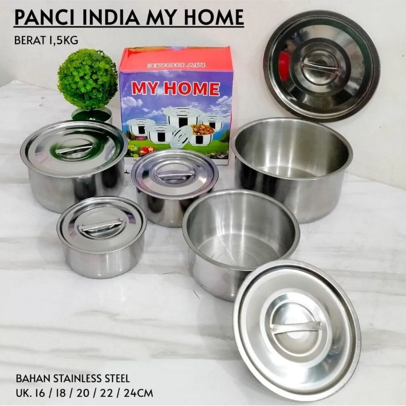 panci India Stock Pot Set 5 in 1 Stockpot Panci Susun 5 Panci Susun 5