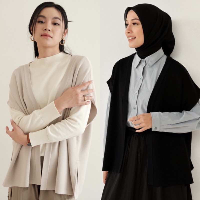 Airi knit vest nueta hijabnueta nuetaid _nueta_ | Emiko poncho _nueta_ Hijabnueta Nuetahijab Nueta i