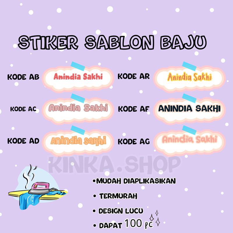 

Stiker Baju Custom Nama Lucu Kuromi Cinamorol