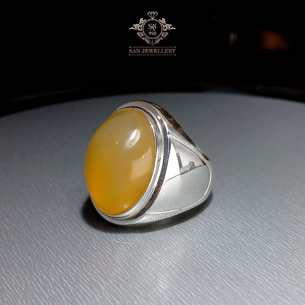 Cincin perak pria emban ikat batu akik permata custom 096