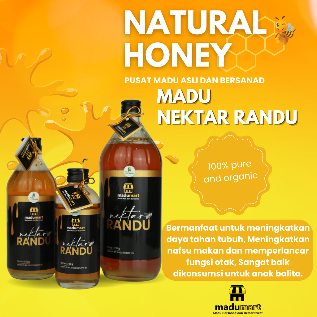 

Madu Murni Asli Nektar Randu MaduMart Grade A 100% Alami Pure Natural Raw Honey