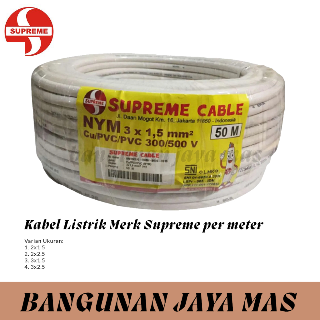 Kabel Listrik Supreme 2x1.5 2 x 1.5