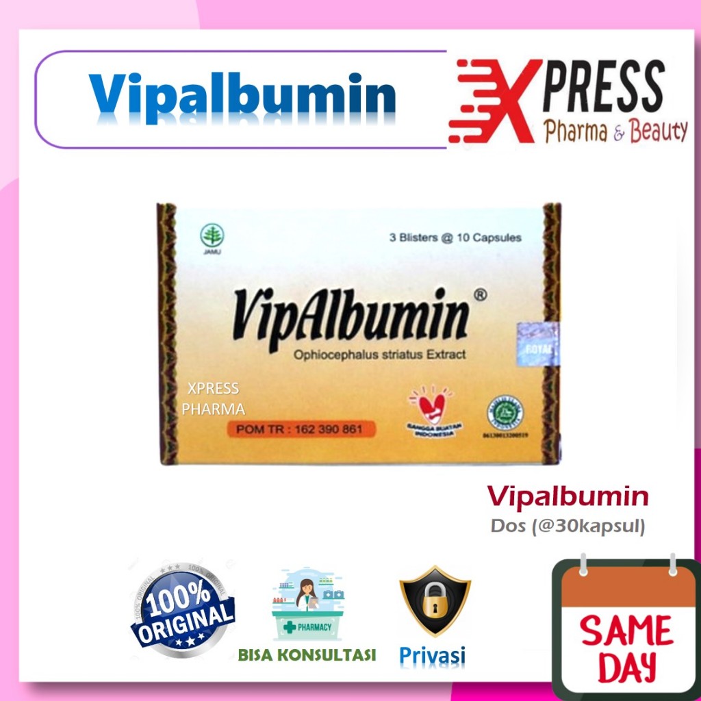 XPRESS  DOS Vipalbumin Ekstrak Ikan gabus Kembung Vip Albumin Vitalbumin Vipabumin 30 Kapsul Obat Zx