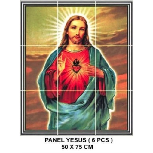 KERAMIK PANEL GAMBAR YESUS 50X75 CM / KRISTIANI / MOTIF HATI YESUS