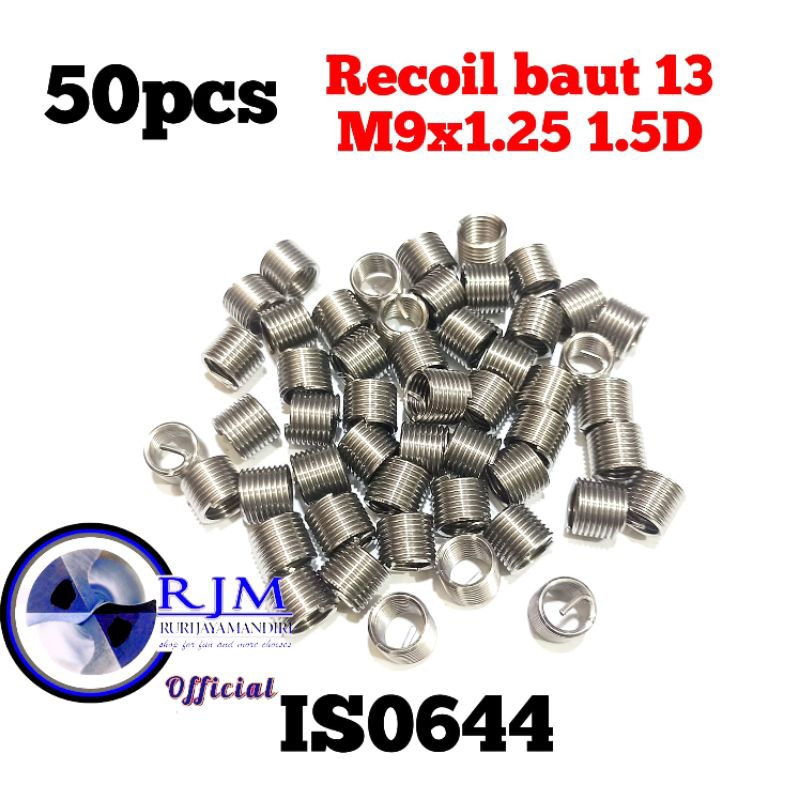 50pcs recoil m9x1.25 1.5D paket helicoil recoil baut 13 bukan m8x1.25 bukan m10x1.0