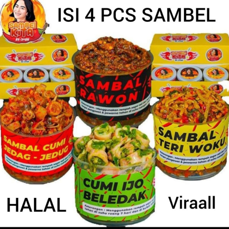 

PAKET HURU HARA 4 PCS SAMBEL OMAY TERI WOKU CUMI JEDUG CUMI CABAI IJO DAN RAWON VIRAALL