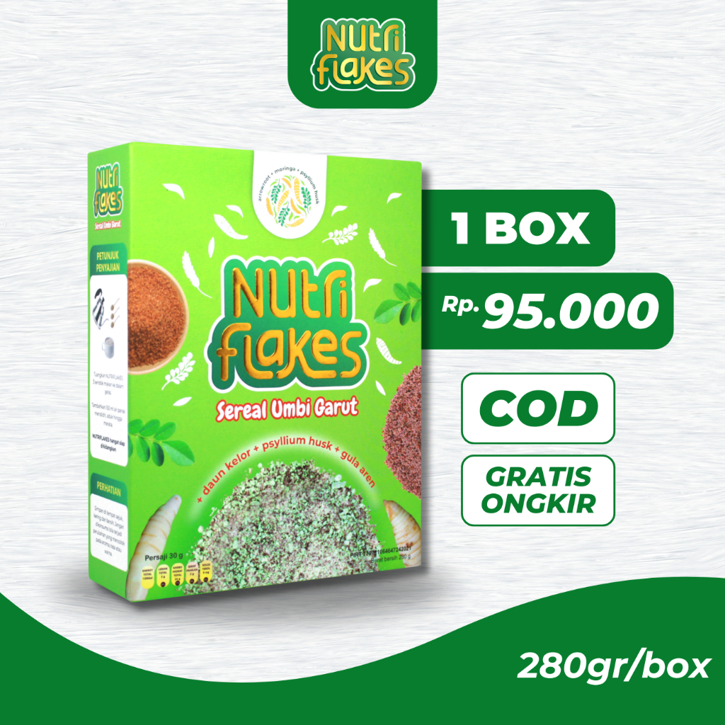 

Nutriflakes Sereal Umbi Garut Atasi Masalah Asam Lambung Paket 1 Box