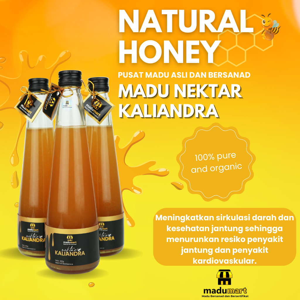 

MADUMART Madu Nektar Kaliandra Madu Asli 100% Tanpa Camuran, Raw Honey Asli Dan Bersanad