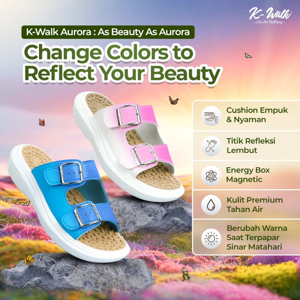 [Special Varian] K-Walk Aurora K-Walk Energy Sandal Terapi Kesehatan Sandal Refleksi Sandal Akupuntu