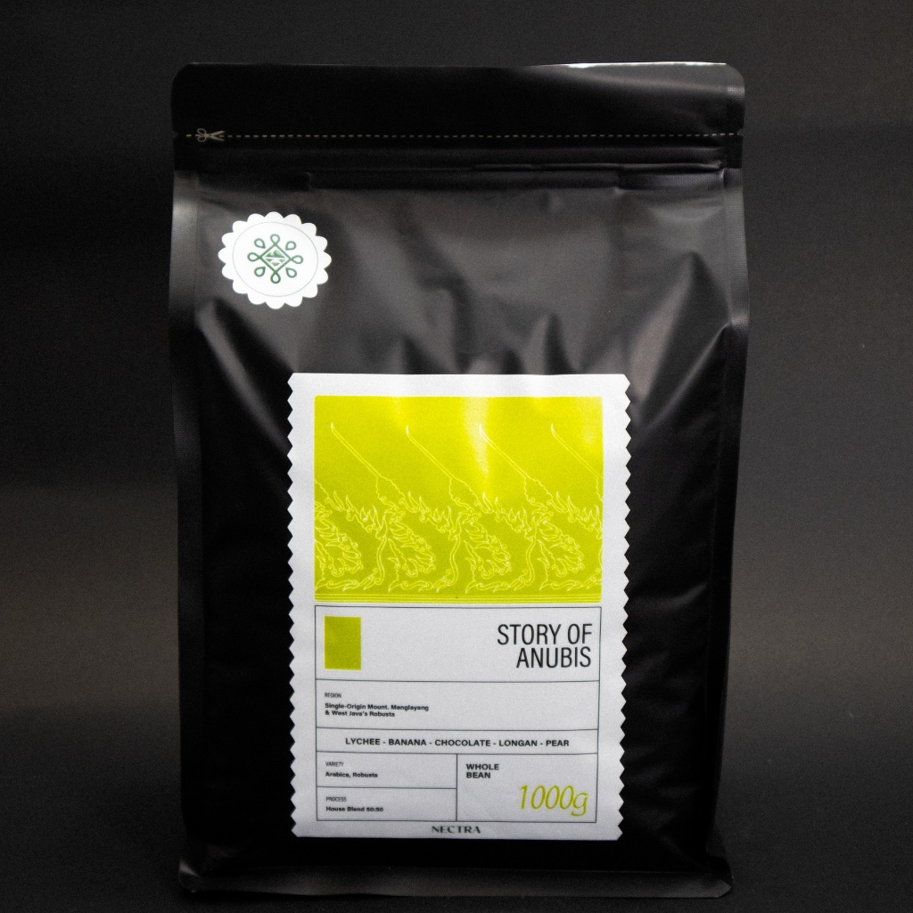 

Biji Kopi Story of Anubis | Blend 50:50 | Arabica 50% & Robusta 50% | Whole Beans & Grind Size | 1 KG & 200 gr