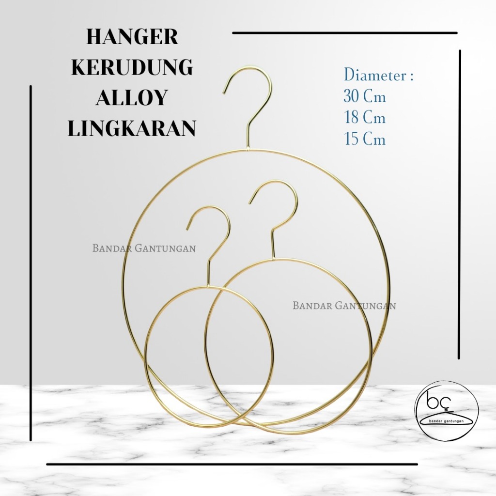 Hanger Khimar Bergo Syal Gantungan Pashmina Alloy Kerudung Segi Empat Bentuk Bulat Warna Gold Bahan 