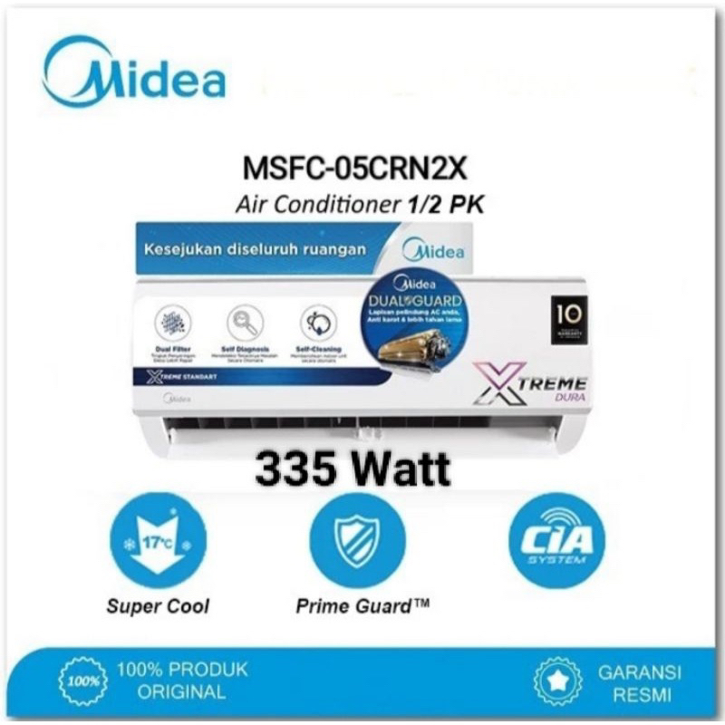 MIDEA AC 1/2 PK AC Split Midea MSFC-05CRN2X Midea AC 0,5 pk AC Midea setegah Pk + Pasang AC MIDEA 1/