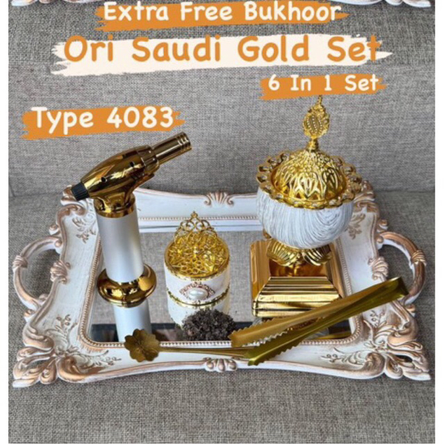 Ori Saudi Gold Set/Mabkharah Set Mewah/mabkhara Set aesthetic estetik murah lucu/bakhoor/Prapen anti