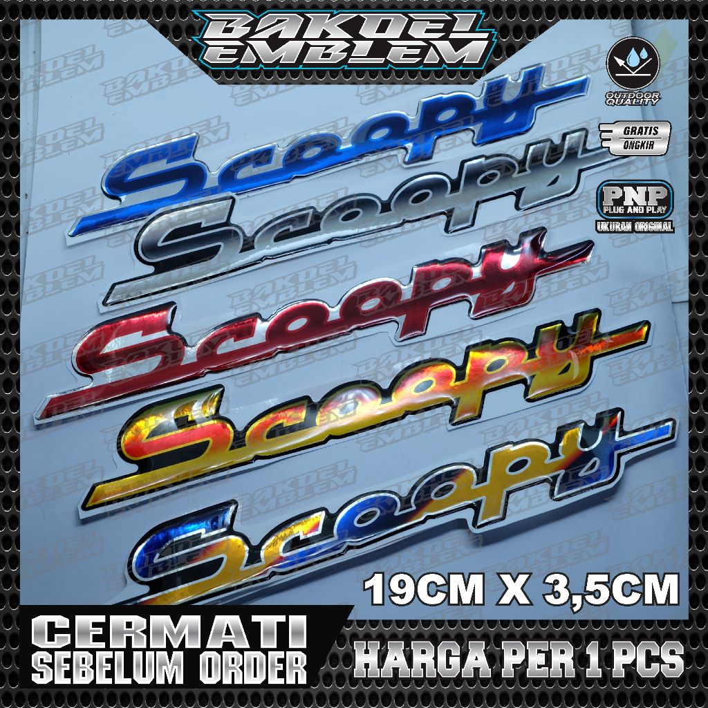 Emblem timbul honda scoopy latin / emblem scoopy fi / emblem scoopy