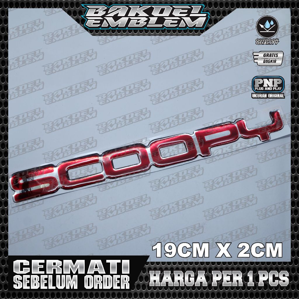 Emblem timbul Scoopy New / Emblem Scoopy Prestige / Emblem Scoopy Donat / SCOOPY DIGITAL MERAH